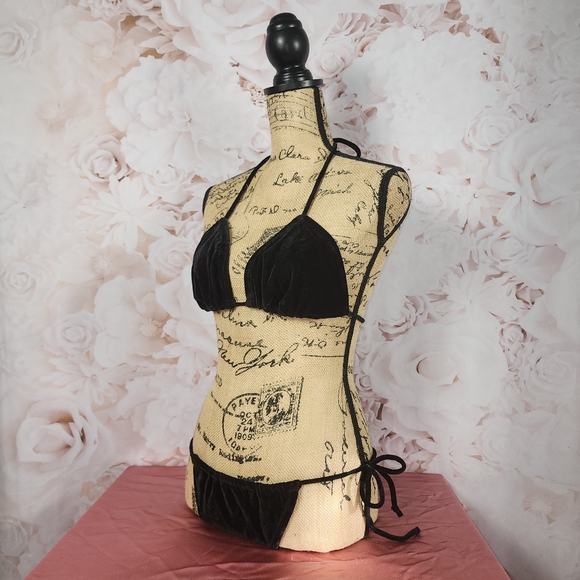 Black Velvet Dreamgirl Halter G-String Strappy Bikini - Picture 3 of 10